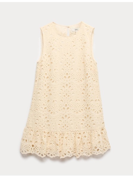 Marks & Spencer Splývavé mini šaty s prostřihovanou výšivkou Marks & Spencer žlutá