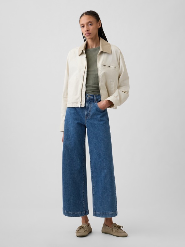 GAP Džíny High Rise Wide-Leg Crop GAP