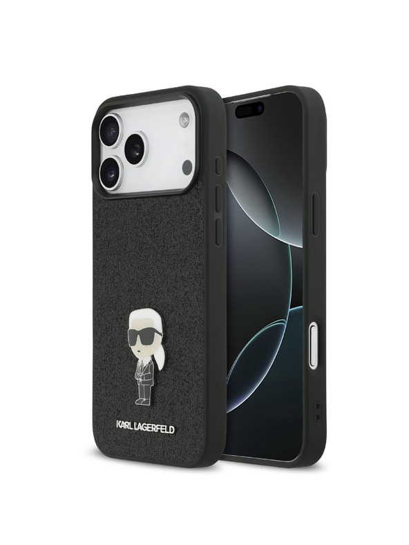 Karl Lagerfeld Karl Lagerfeld Fixed Glitter Metal Ikonik Zadní Kryt pro iPhone 17 Pro Max Black