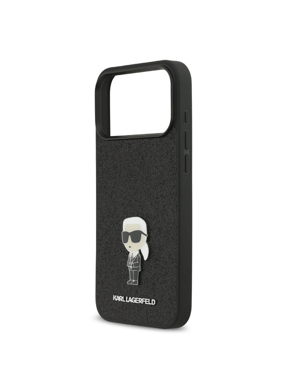 Karl Lagerfeld Karl Lagerfeld Fixed Glitter Metal Ikonik Zadní Kryt pro iPhone 17 Pro Max Black