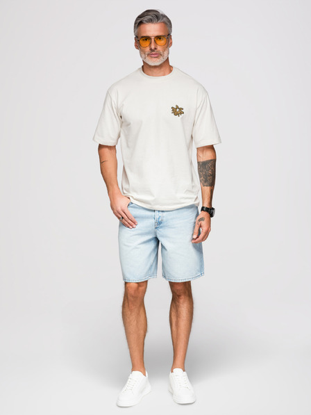 Ombre Clothing Tričko „ OM-TSCT-0275 “ – smetanová barva Ombre Clothing