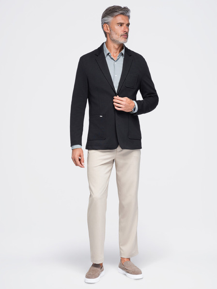 Ombre Clothing Pánské sako SLIM z úpletu s jemnou strukturou – černé V2 M165 Ombre Clothing