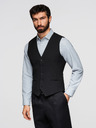 Ombre Clothing Klasická pánská elegantní vesta s rybí kostkou, střih SLIM FIT – V3, černá V65 Ombre Clothing