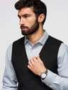 Ombre Clothing Klasická pánská elegantní vesta s rybí kostkou, střih SLIM FIT – V3, černá V65 Ombre Clothing