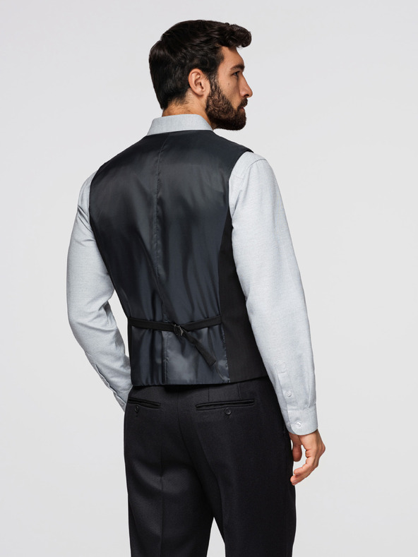 Ombre Clothing Klasická pánská elegantní vesta s rybí kostkou, střih SLIM FIT – V3, černá V65 Ombre Clothing