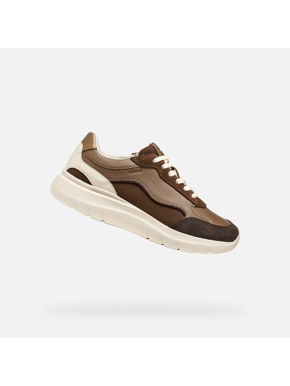 Geox Tmavě hnědé dámské tenisky Geox Plummery