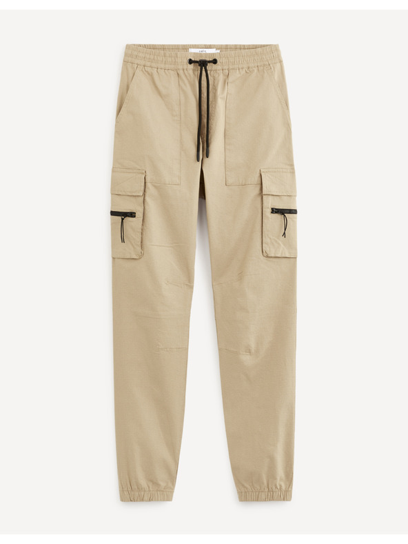 Celio Béžové pánské cargo kalhoty Celio Dozip