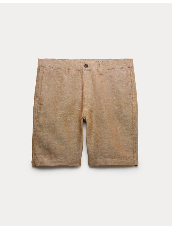 Marks & Spencer Chino šortky, ze směsi lnu Marks & Spencer hnědá