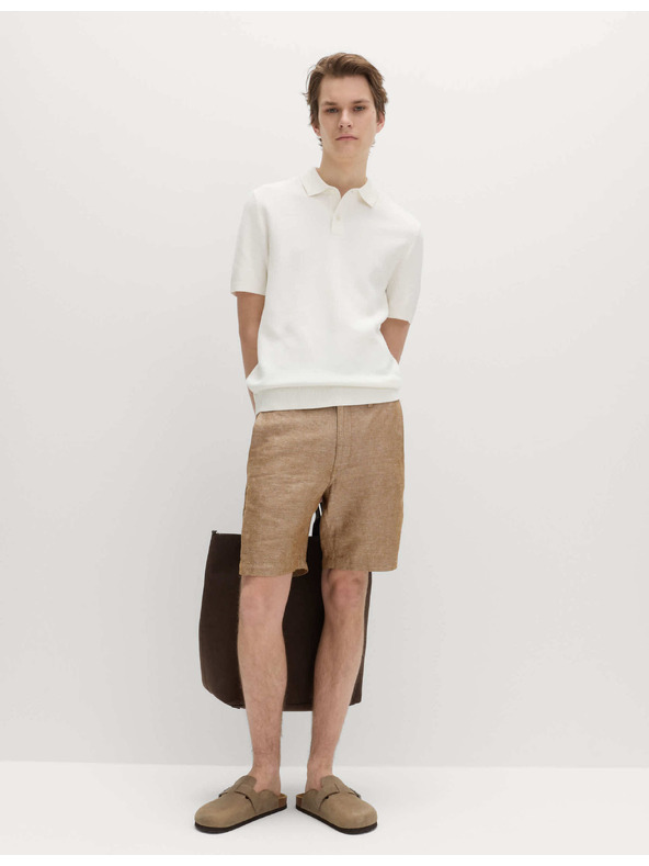Marks & Spencer Chino šortky, ze směsi lnu Marks & Spencer hnědá
