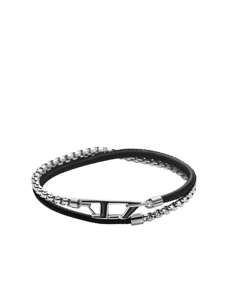 Diesel Unisex náramek Diesel D Logo ocel a kůže DX1472040