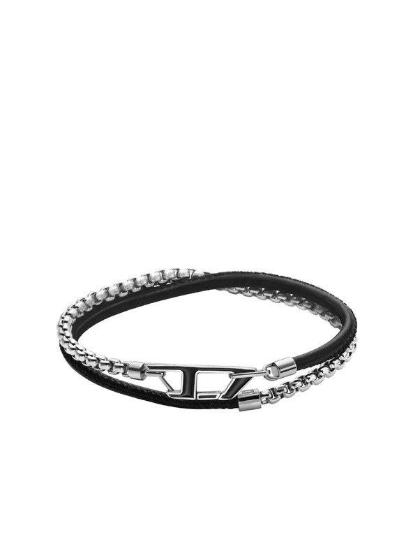 Diesel Unisex náramek Diesel D Logo ocel a kůže DX1472040