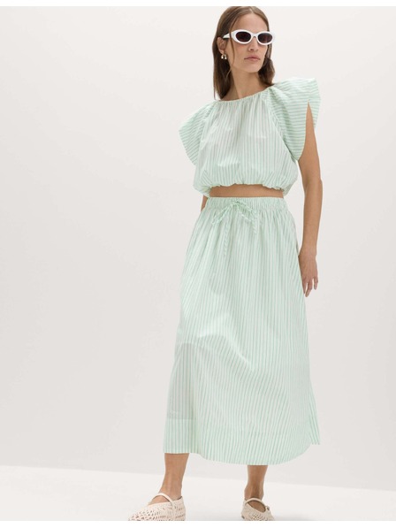 Marks & Spencer Pruhovaná midi kolová sukně, z čisté bavlny Marks & Spencer zelená