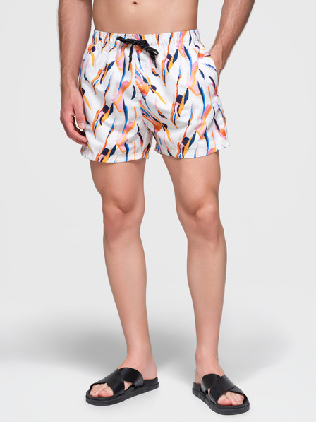 Ombre Clothing Oranžovo-bílé pánské vzorované plavky Ombre Clothing