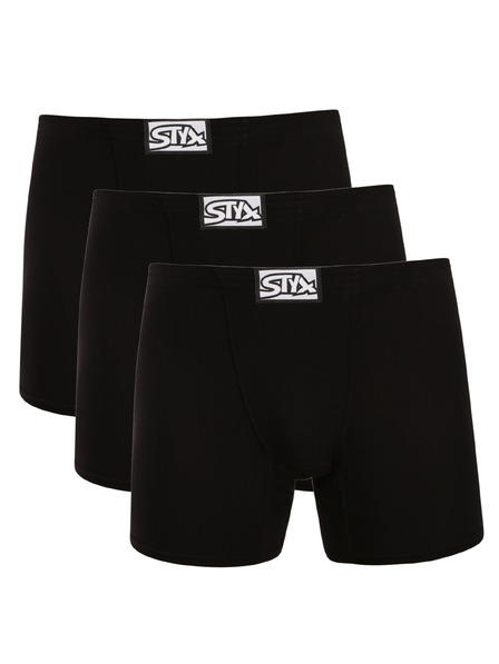 Styx Sada tří - pánské boxerky Styx long klasická guma černé
