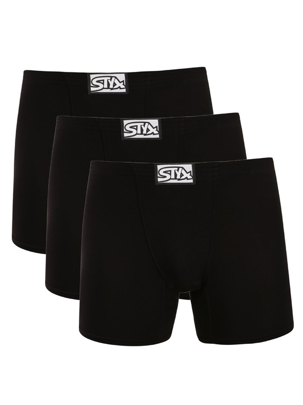 Styx Sada tří - pánské boxerky Styx long klasická guma černé
