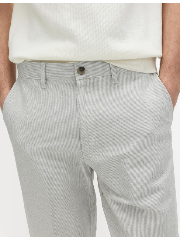 Marks & Spencer Chino kalhoty ze směsi lnu, normální střih Marks & Spencer šedá