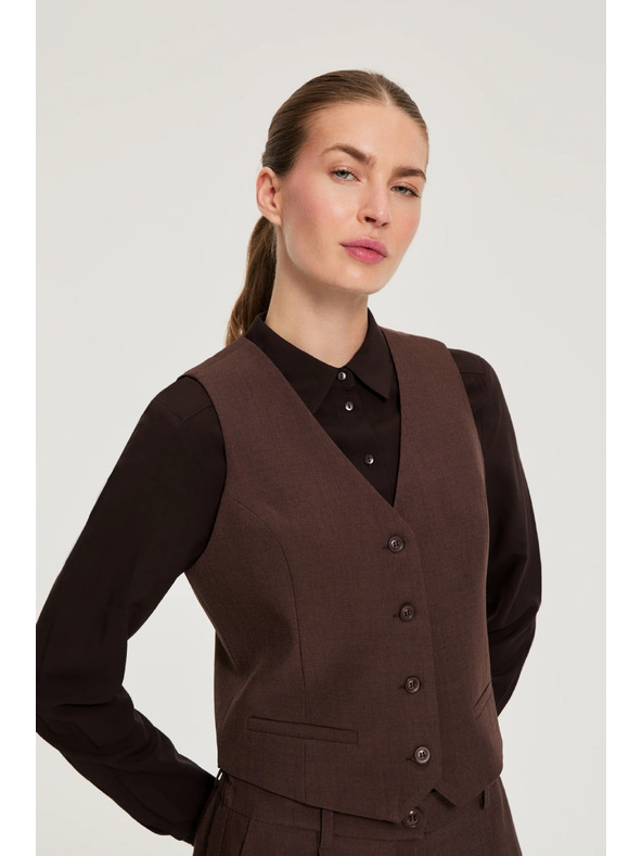 Moodo Elegantní vesta hnědá Moodo