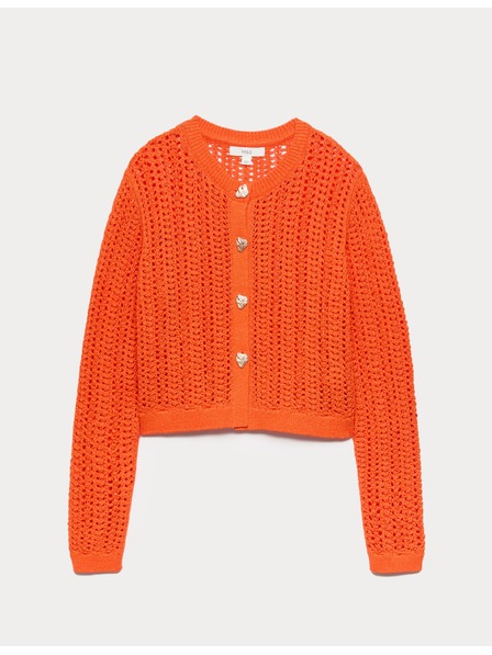 Marks & Spencer Kardigan s texturou úzkého střihu ze směsi bavlny Marks & Spencer oranžová