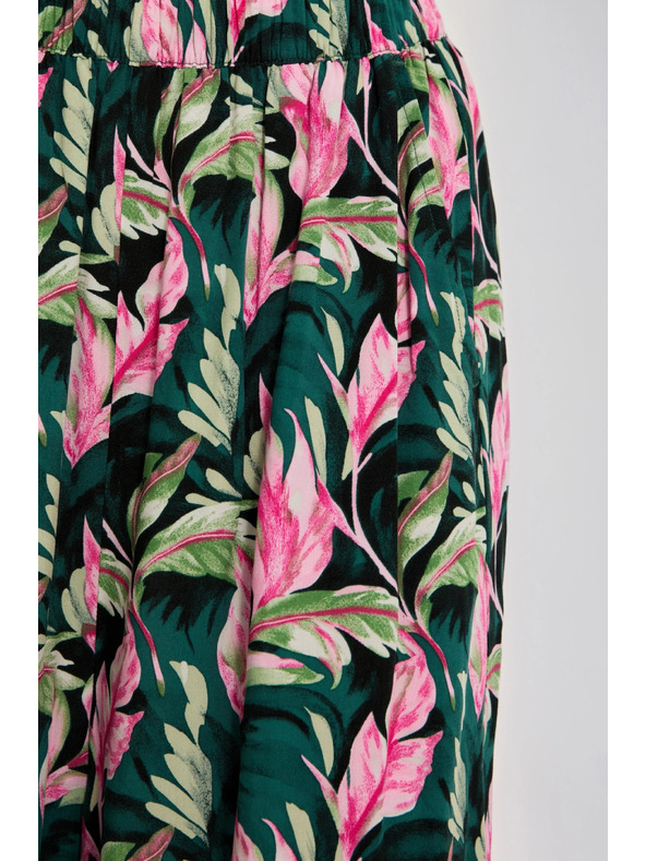 Moodo Zelené květované culottes kalhoty