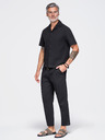Ombre Clothing Lehké pánské strukturované bavlněné kalhoty – černé V2 OM-PACP-0312 Ombre Clothing