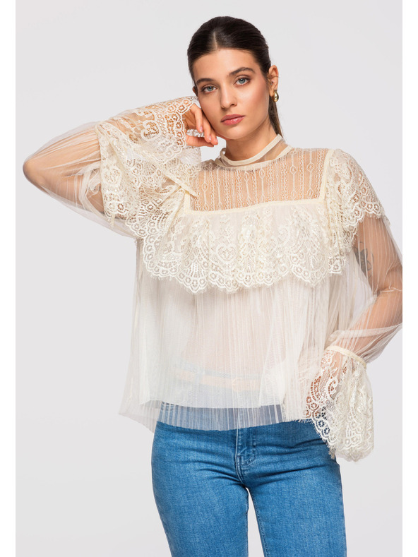 Edoti Dámská halenka LARICA OW-TS-E0009 - ecru barva Larica