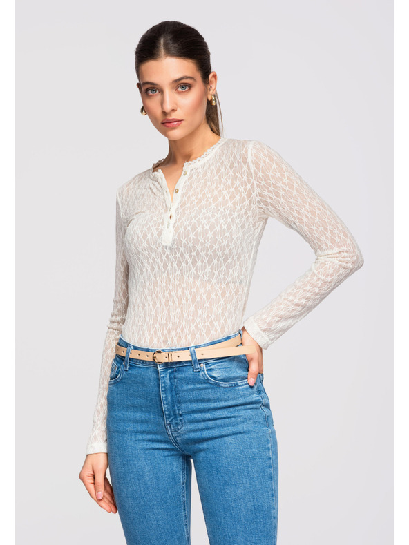 Edoti Dámská halenka LARICA OW-TS-E0013 - ecru barva Larica