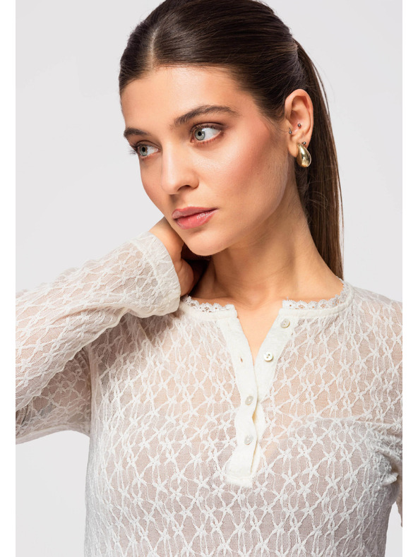 Edoti Dámská halenka LARICA OW-TS-E0013 - ecru barva Larica