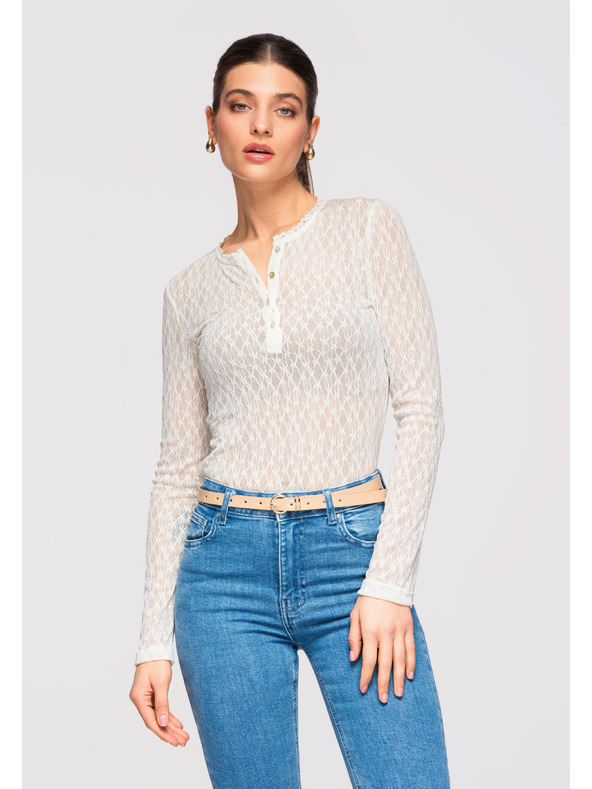 Edoti Dámská halenka LARICA OW-TS-E0013 - ecru barva Larica