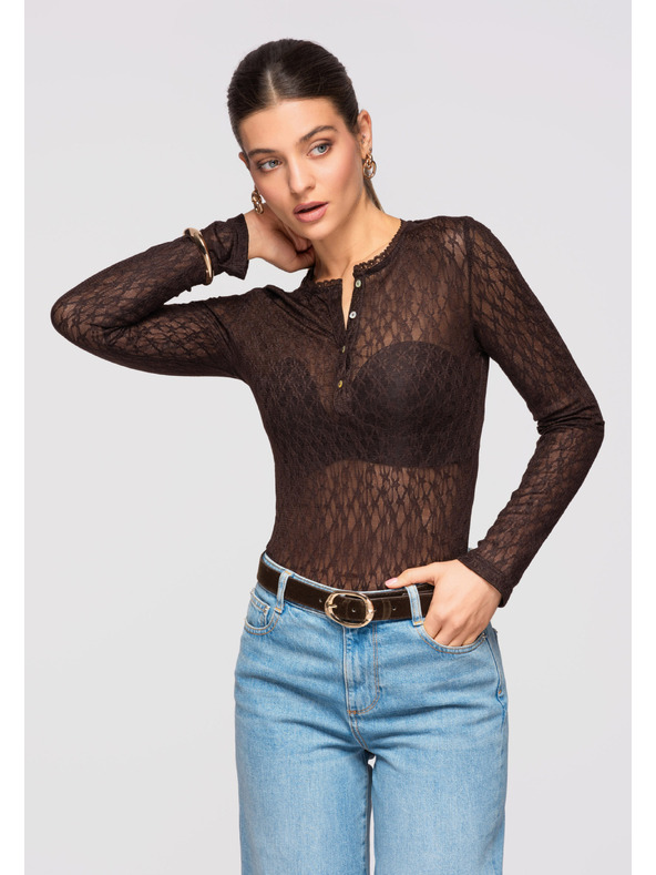 Edoti Dámská halenka LARICA OW-TS-E0013 - hnědá Larica