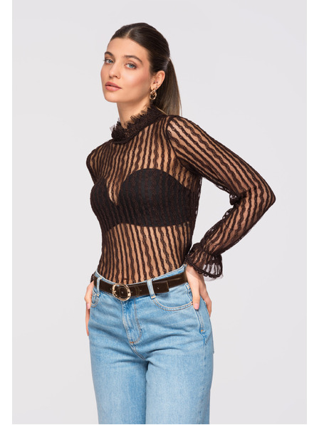 Edoti Dámská halenka LARICA OW-TS-E0014 - hnědá Larica