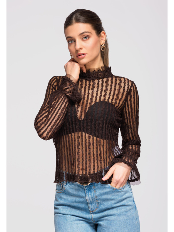 Edoti Dámská halenka LARICA OW-TS-E0014 - hnědá Larica