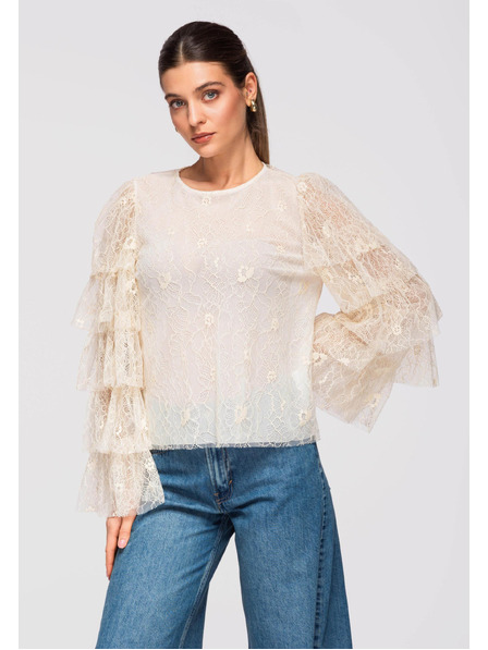 Edoti Dámská halenka LARICA OW-TS-E0008 - ecru barva Larica