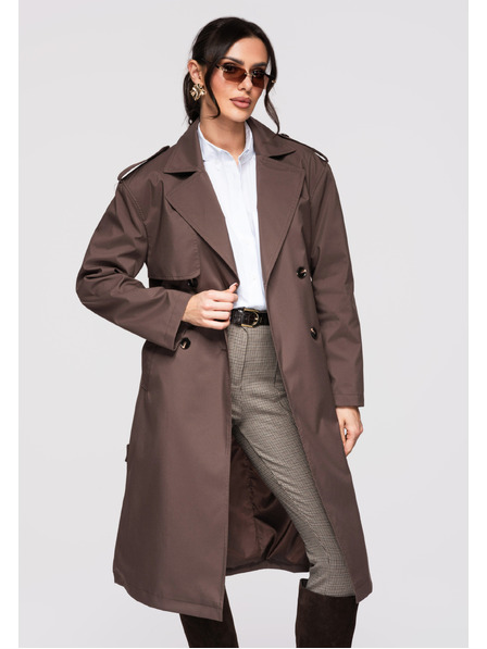 Edoti Dámský kabát LARICA OW-COLC-0117 - hnědý Larica