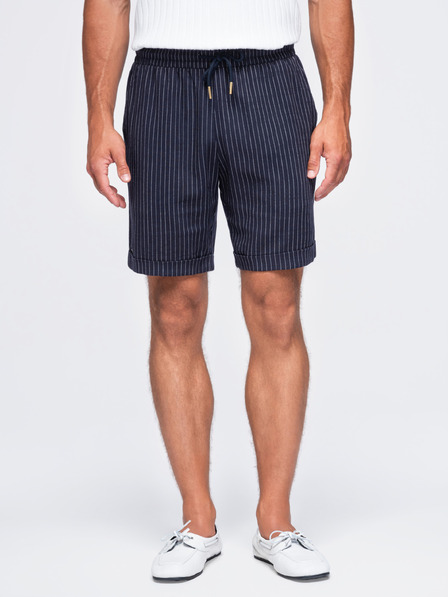 Ombre Clothing Pánské viskózovo-lněné šortky REGULAR FIT s pruhy – tmavě modré V2 OM-SRCS-0208 Ombre Clothing
