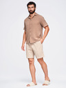 Ombre Clothing Pánské strukturované bavlněné šortky – světle hnědé V1 OM-SRCS-0209 Ombre Clothing