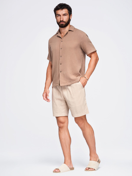 Ombre Clothing Pánské strukturované bavlněné šortky – světle hnědé V1 OM-SRCS-0209 Ombre Clothing