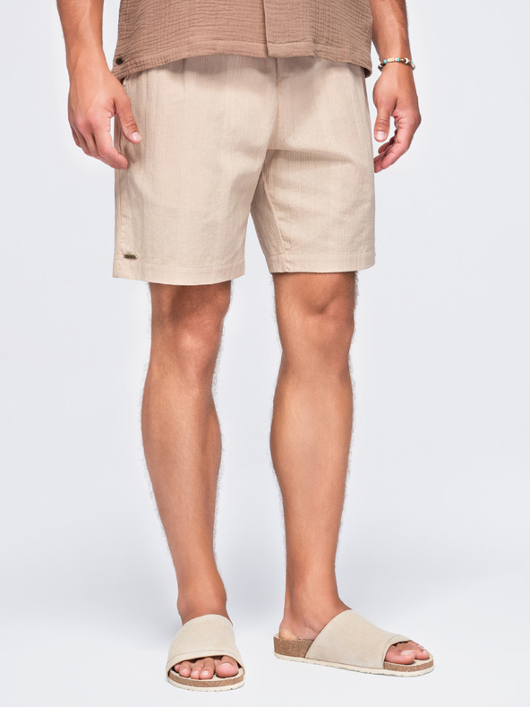 Ombre Clothing Pánské strukturované bavlněné šortky – světle hnědé V1 OM-SRCS-0209 Ombre Clothing
