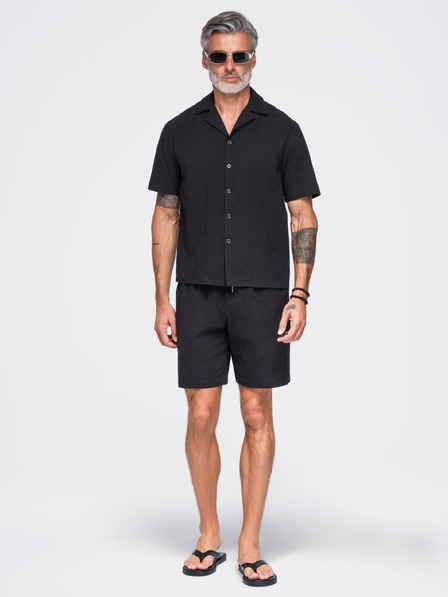 Ombre Clothing Pánské bavlněné šortky se strukturovaným vzorem – černé V2 OM-SRCS-0209 Ombre Clothing