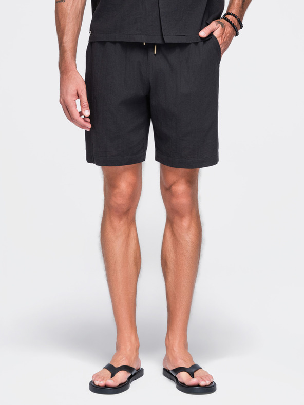 Ombre Clothing Pánské bavlněné šortky se strukturovaným vzorem – černé V2 OM-SRCS-0209 Ombre Clothing
