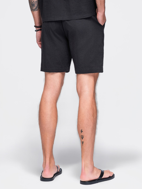 Ombre Clothing Pánské bavlněné šortky se strukturovaným vzorem – černé V2 OM-SRCS-0209 Ombre Clothing