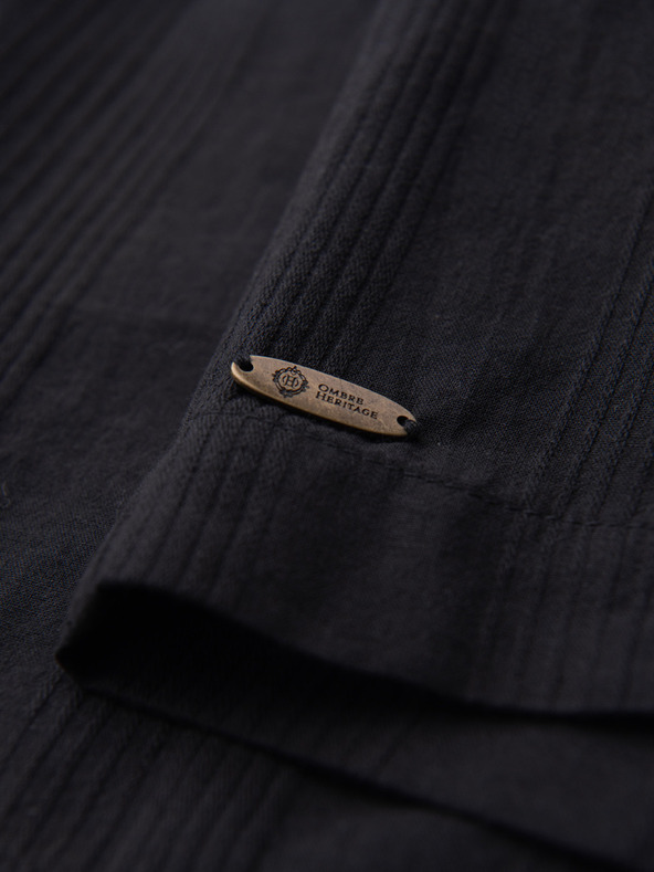 Ombre Clothing Pánské bavlněné šortky se strukturovaným vzorem – černé V2 OM-SRCS-0209 Ombre Clothing