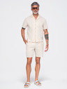 Ombre Clothing Pánské strukturované bavlněné šortky – krémové V3 OM-SRCS-0209 Ombre Clothing