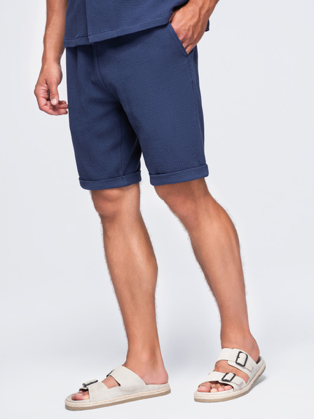 Ombre Clothing Pánské šortky ze strukturované bavlny – tmavě modré V1 OM-SRCS-0207 Ombre Clothing