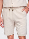 Ombre Clothing Pánské šortky ze strukturované bavlny – krémové V2 OM-SRCS-0207 Ombre Clothing