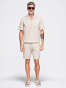 Ombre Clothing Pánské šortky ze strukturované bavlny – krémové V2 OM-SRCS-0207 Ombre Clothing