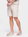 Ombre Clothing Pánské šortky ze strukturované bavlny – krémové V2 OM-SRCS-0207 Ombre Clothing