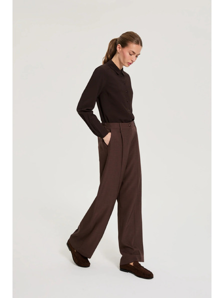 Moodo Elegantní kalhoty hnědé Moodo
