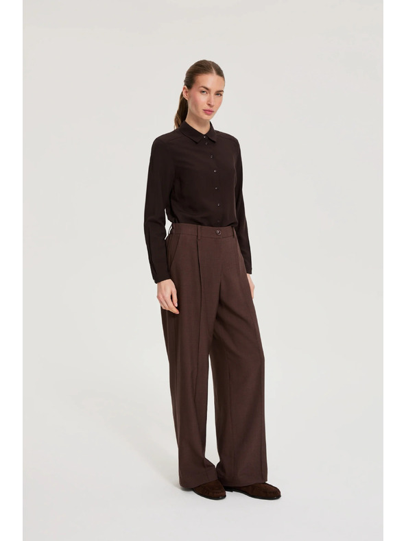 Moodo Elegantní kalhoty hnědé Moodo