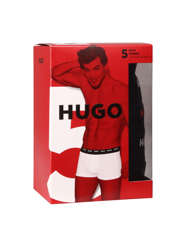 HUGO Sada pěti - pánské boxerky HUGO černé