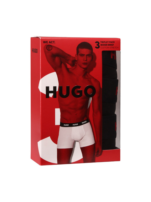 HUGO Sada tří - pánské boxerky HUGO černé